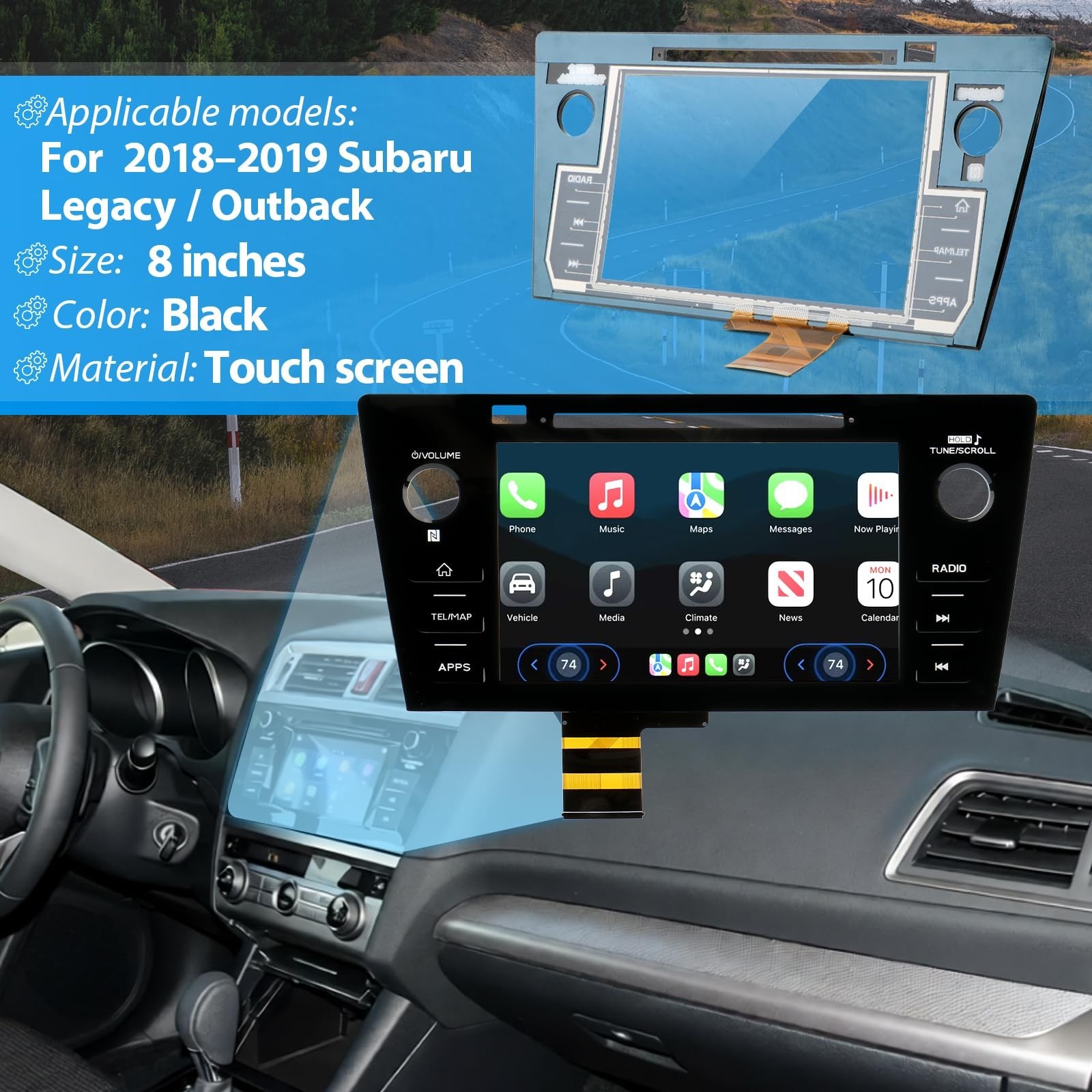 8 Inches Touch Screen for Subaru Legacy Outback 2018 2019 Radio Car Touch Scr…