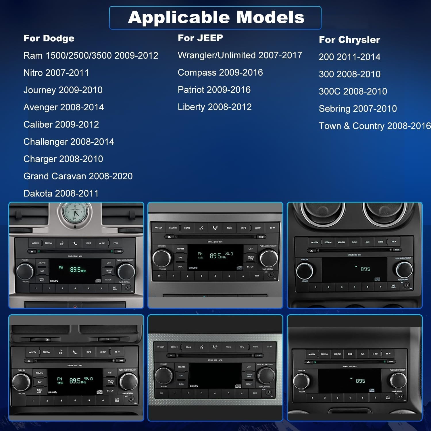 7″ 32G Android Auto Carplay for 2007-2020 Jeep Wrangler Dodge RAM Chrysler 300