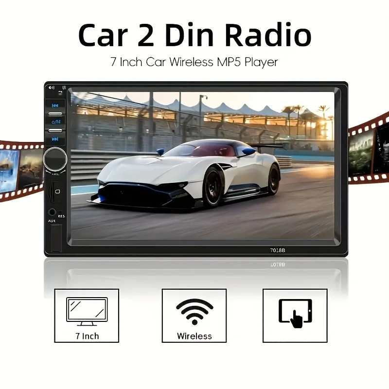 7″ Double 2 Din Car MP5 Player Bluetooth Touch Screen Stereo Radio Audio Mrrior;