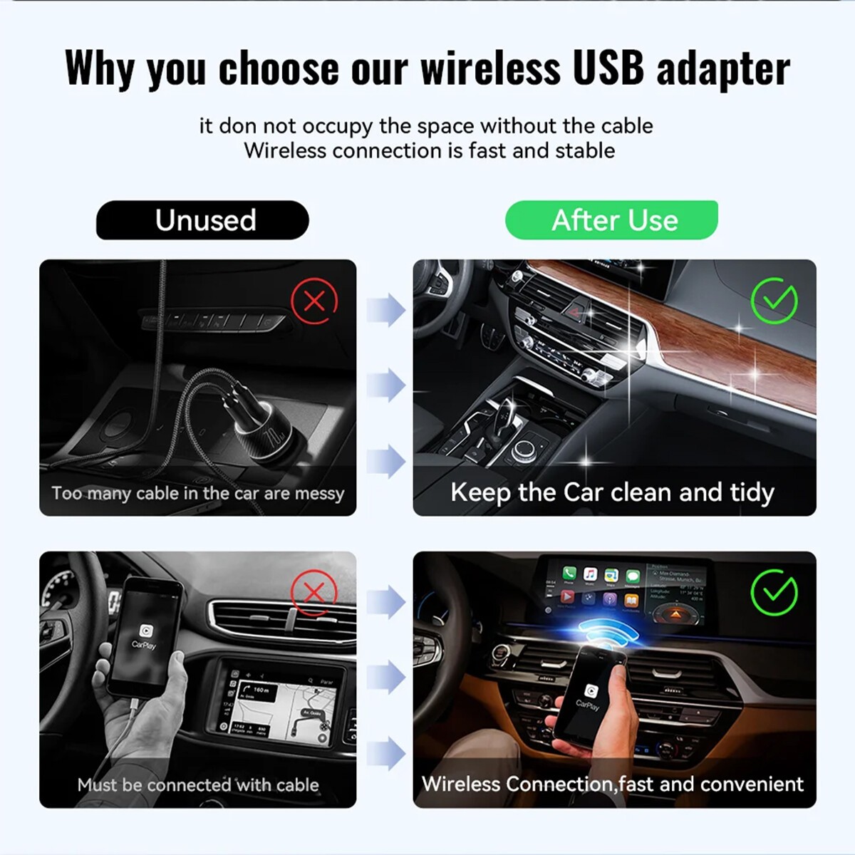 For Wireless CarPlay AI Box Android Auto Adapter WIFI Converter Netflix YouTube
