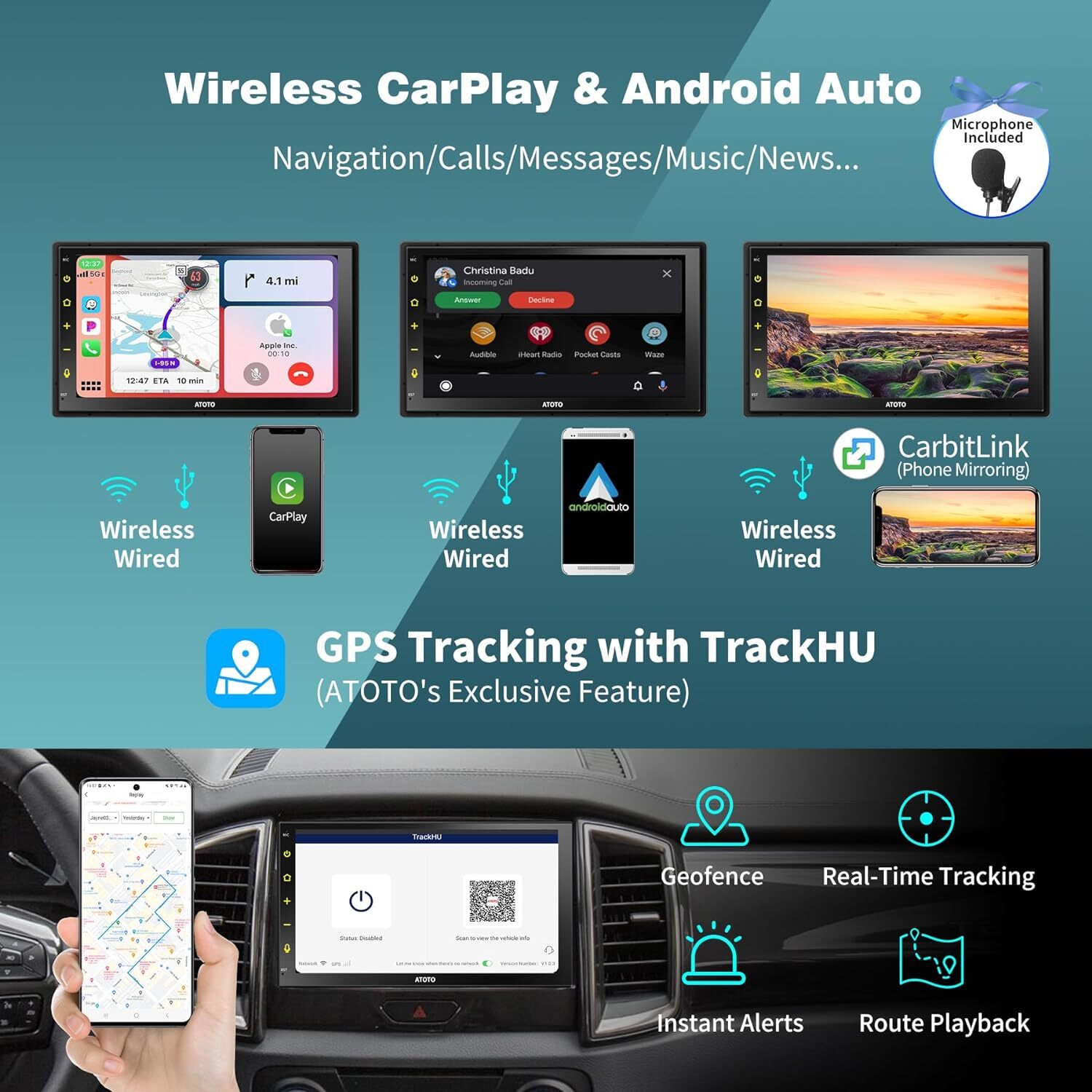 ATOTO S8 7″ 2DIN QLED Car Stereo 6G+128G Radio GPS Wirelss Android Auto &Carplay