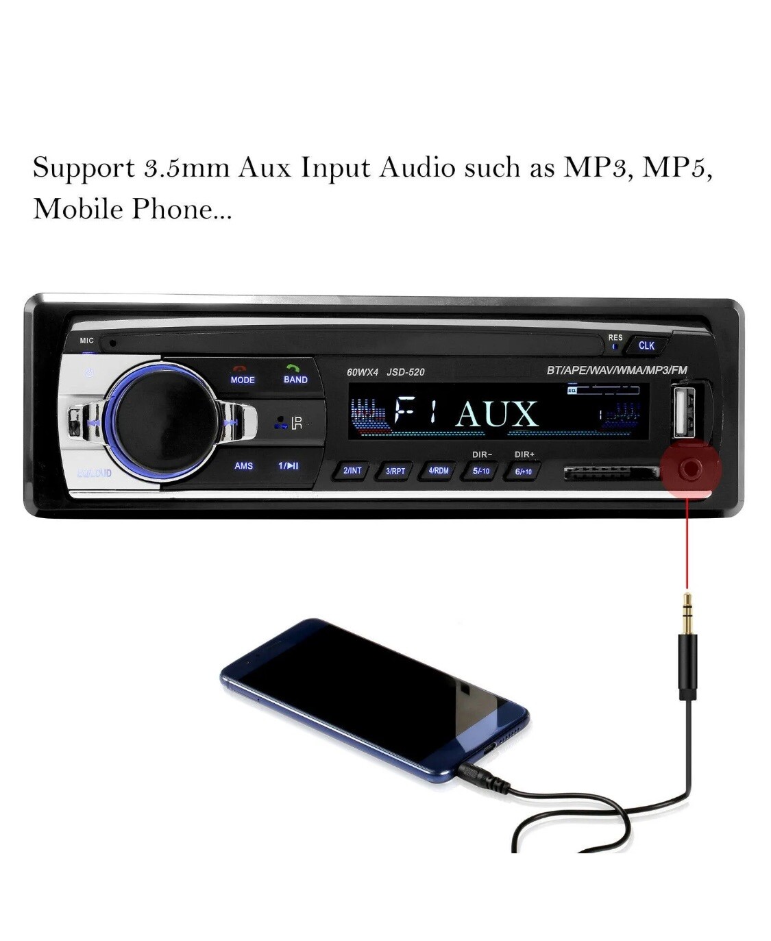 Bluetooth Car Stereo Audio In-Dash FM Aux Input Receiver SD USB MP3 Radio Player
