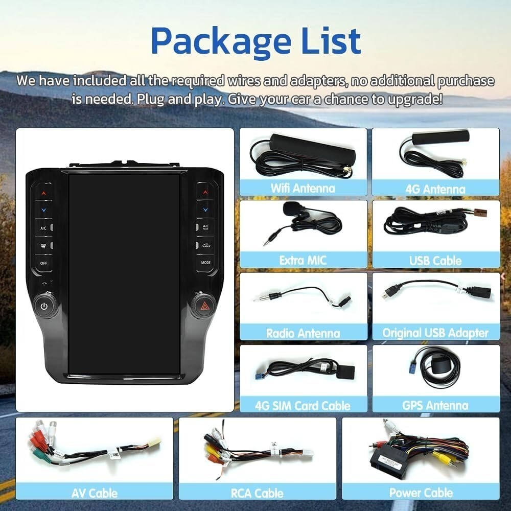 12.1″ For Dodge RAM 2019-2023 Car GPS Radio Navigation Stereo 8G+128GB Carplay