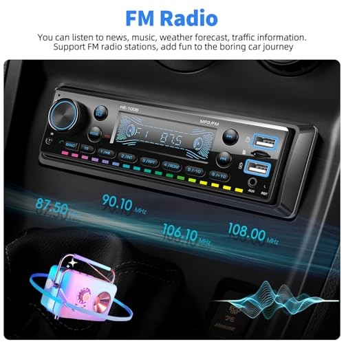 Single Din Car Stereo Bluetooth 5.0 Audio Radio with 64G Card FM Receiver
