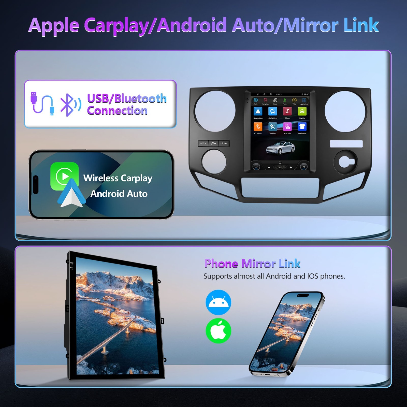 32G CarPlay 9.7” For 2009-12 Ford F-250 F-350 Super Duty Android14 Radio Stereo