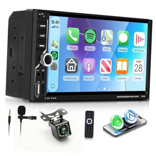 7″ Double Din Car Stereo with Bluetooth 5.1 Bluetooth – CarPlay & Android Auto