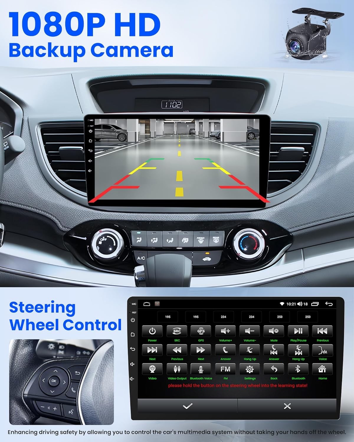 Car Stereo for Honda CR-V 2012–2016, Wireless CarPlay & Android Auto GPS, WiFi