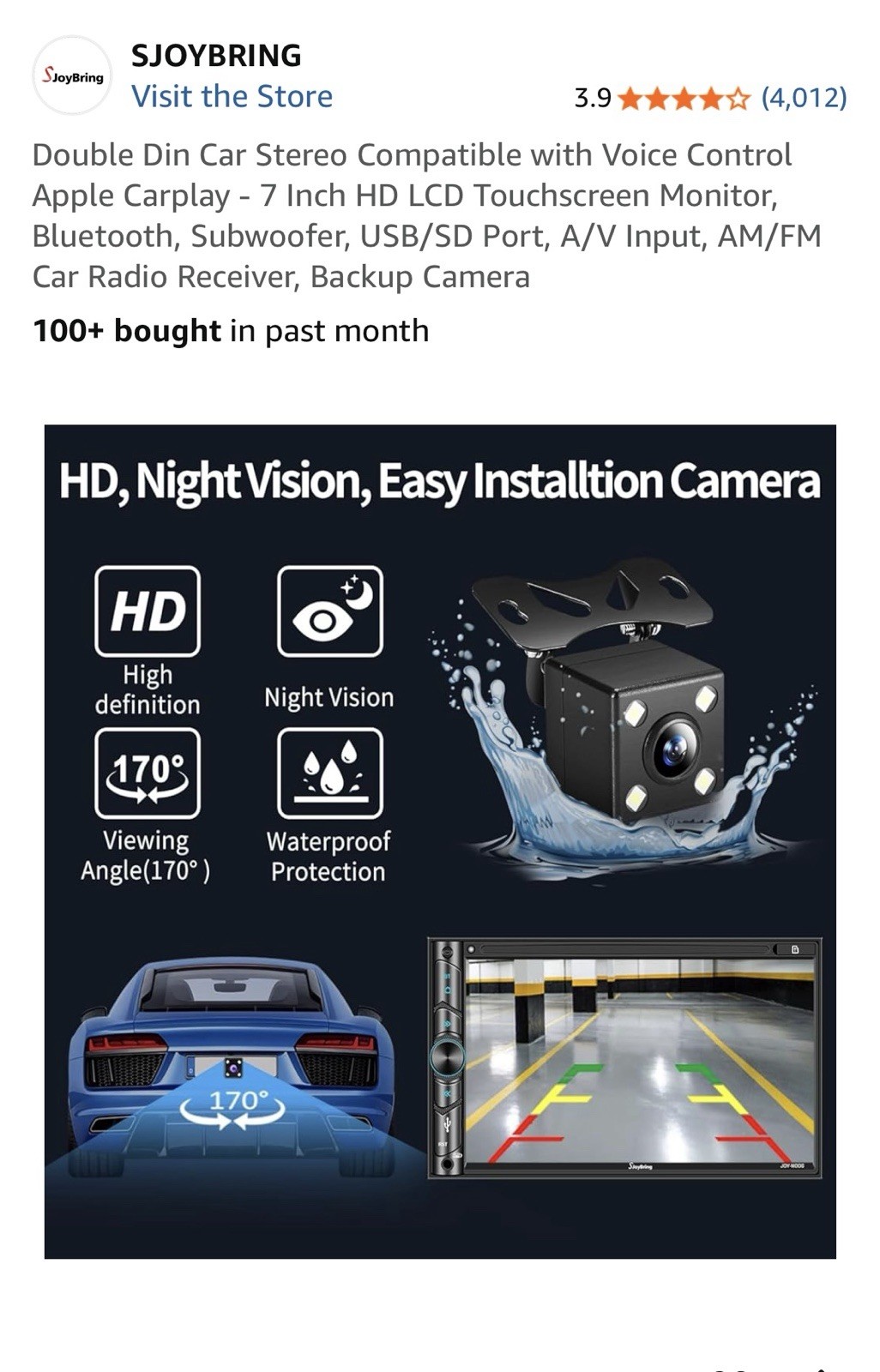 JoyBring JOY-W006 Black Stereo 7″HD With Back Up Camera