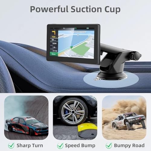 Carplay Screen Mount with Scrwes, Flexible Suction Cup Bracket for 7″/ 9″/