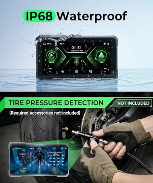 6 Inch Motorcycle Wirelsss Carplay Screen, Portable Touchscreen 6 inch