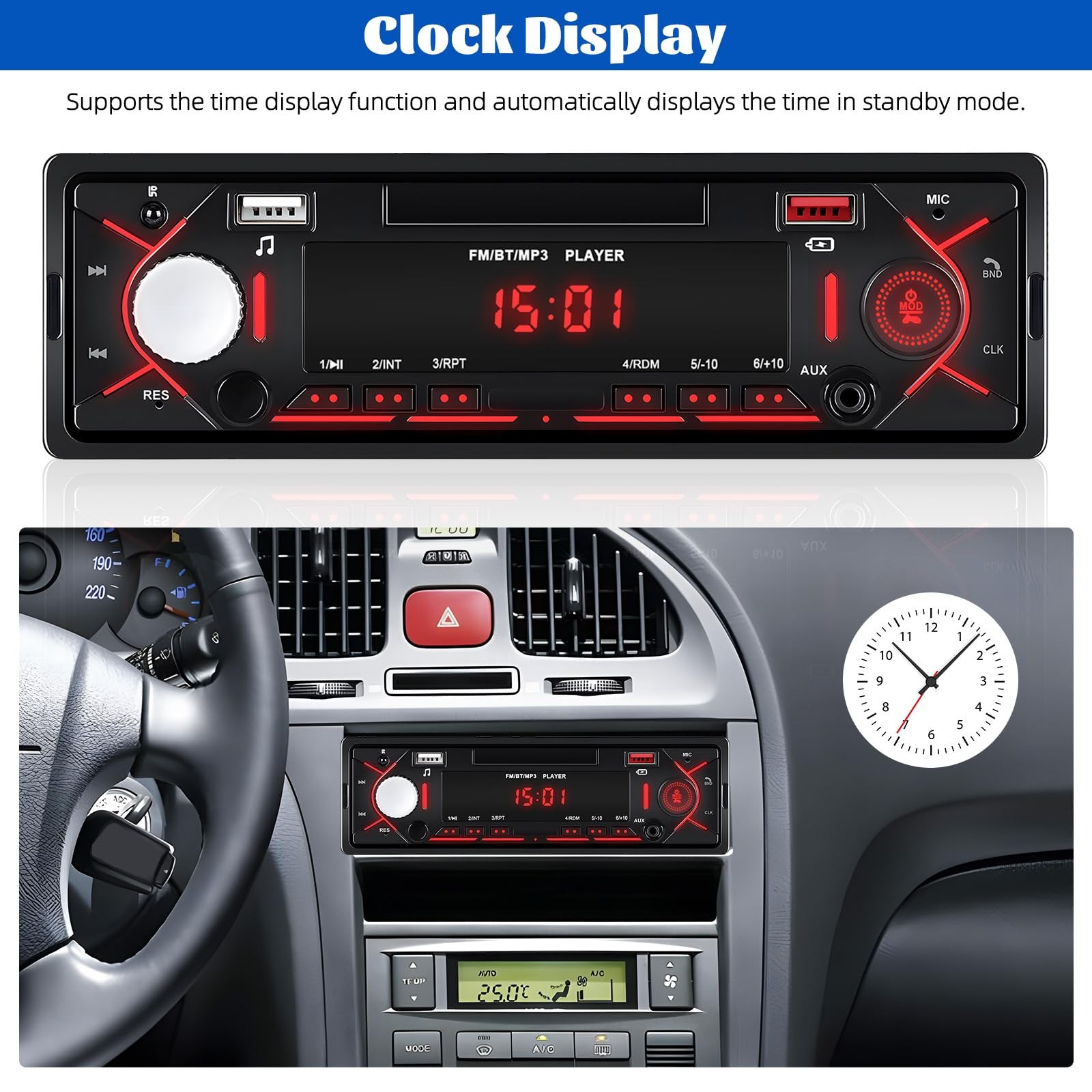 Single Din Bluetooth Multimedia Car Stereo Radio,Car Audio MP3 Player Support…