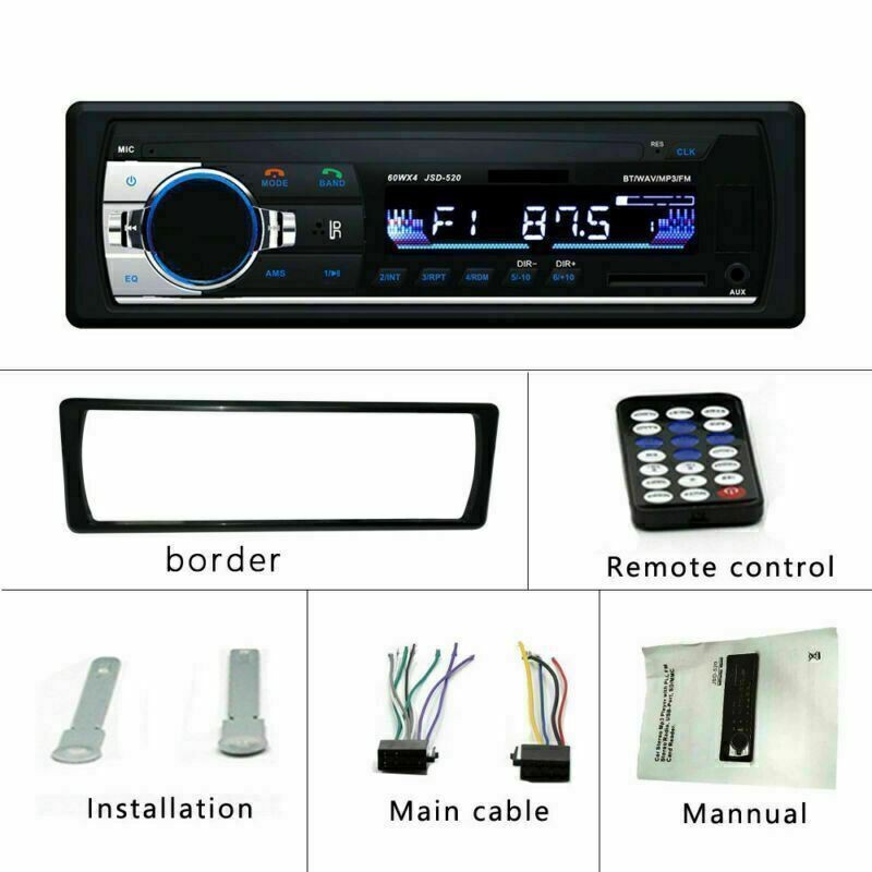 Bluetooth Car Stereo Audio In-Dash FM Aux Input Receiver TF USB MP3 Radio Player