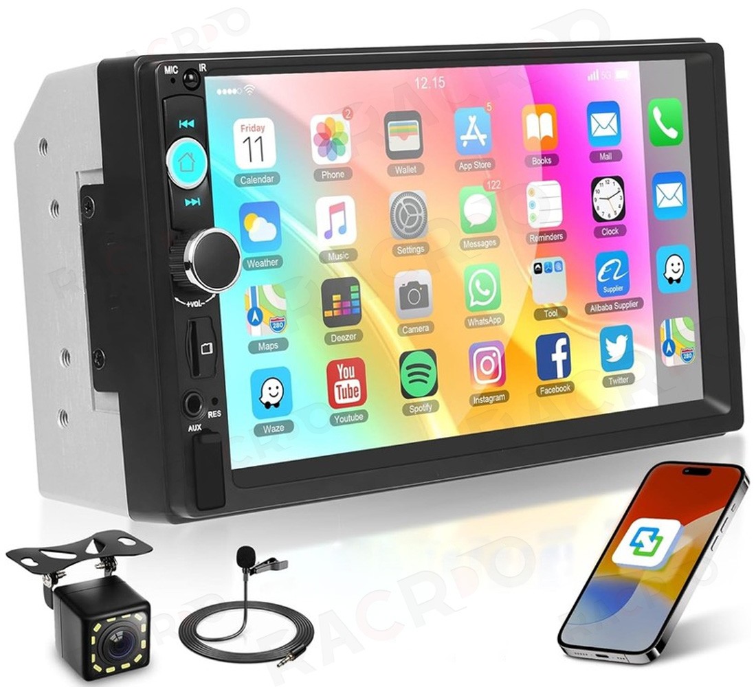 7″ Double 2DIN Car Stereo Radio FM Mirror Link Bluetooth Player Touch Screen Cam