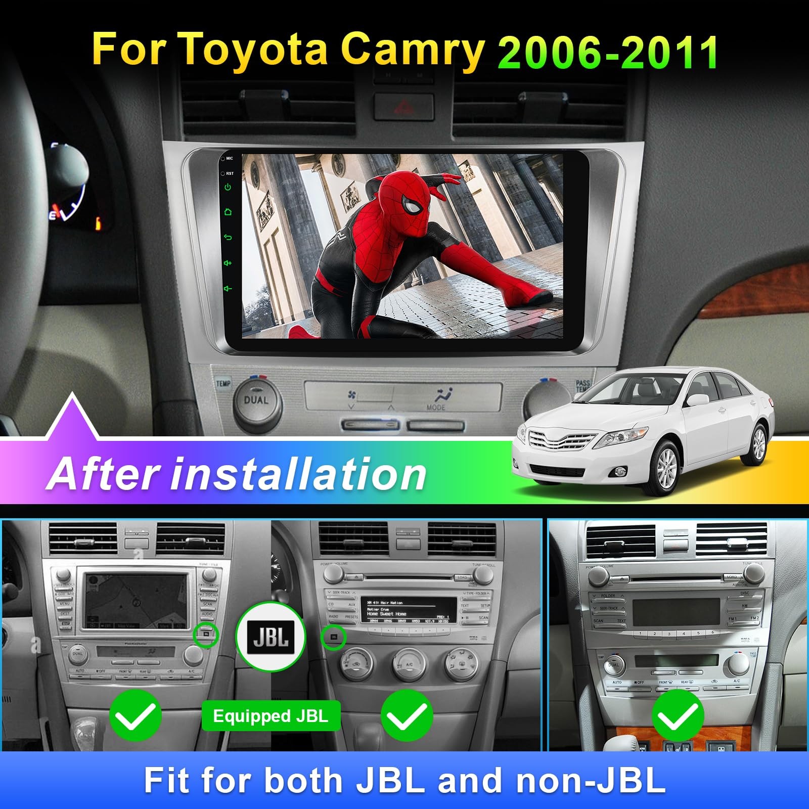 9 Inch Car Radio for Toyota Camry 2006 2007 2008 2009 2010 2011 (fit JBL or n…