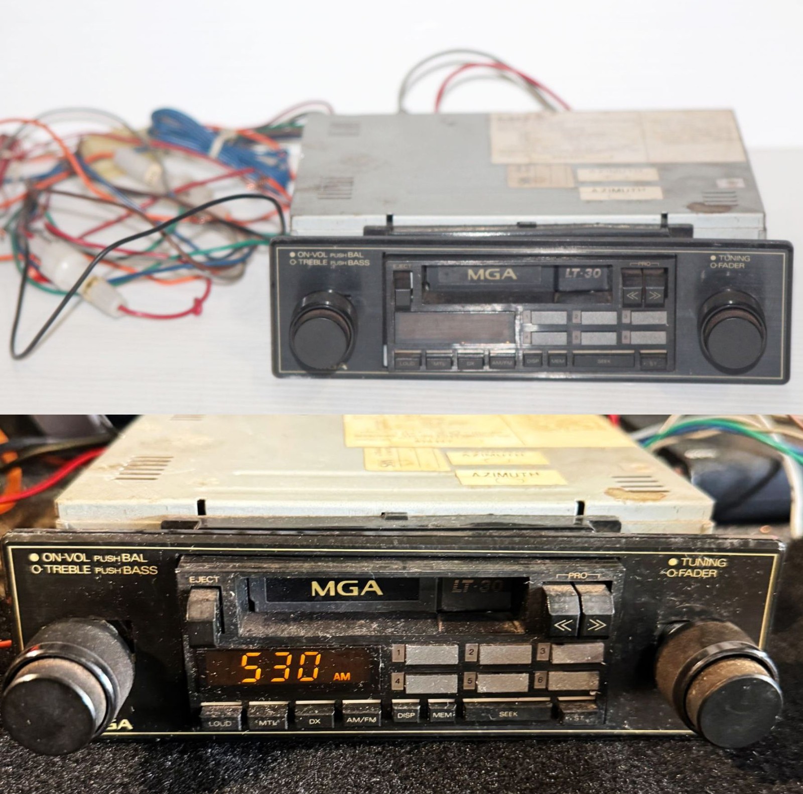 Vintage MGA LT-30 Cassette Car AM FM Radio 2 Knob Shaft Tape Deck – Powers On