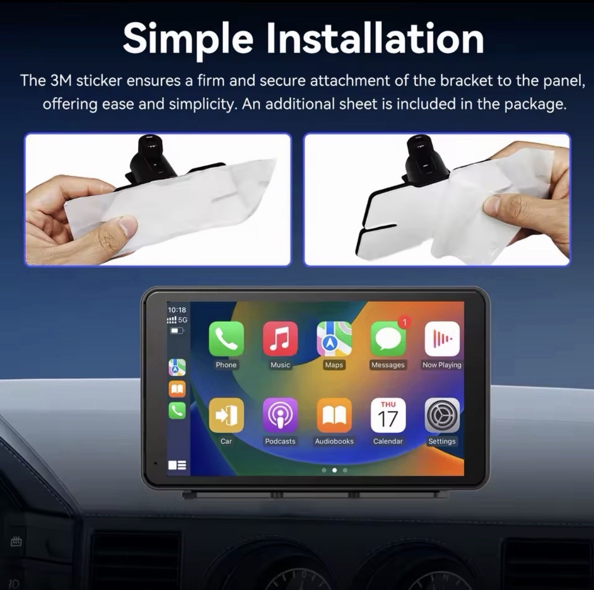 CarPlay/Android Auto 10in FHD IPS Touchscreen Car Radio BT AUX TF Card