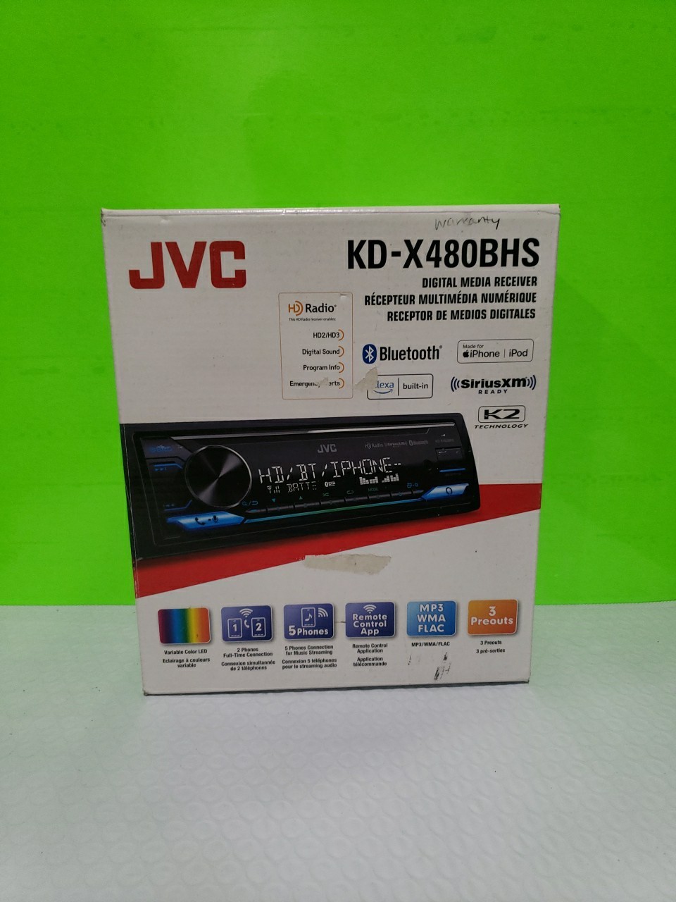 JVC KD-X480BHS Digital Media Receiver Bluetooth, USB HD Radio, SiriusXM Open Box