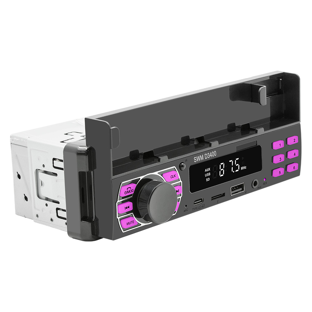 Single 1 Din Car Radio MP3 Player Bluetooth FM AUX USB Stereo With Phone Holder
