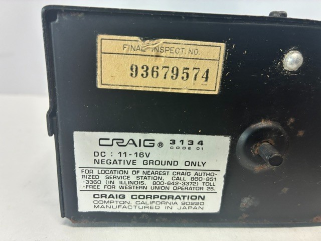 Vintage Early 70’s Craig Model 3134 8-Track Player Car Stereo Tested- Read.