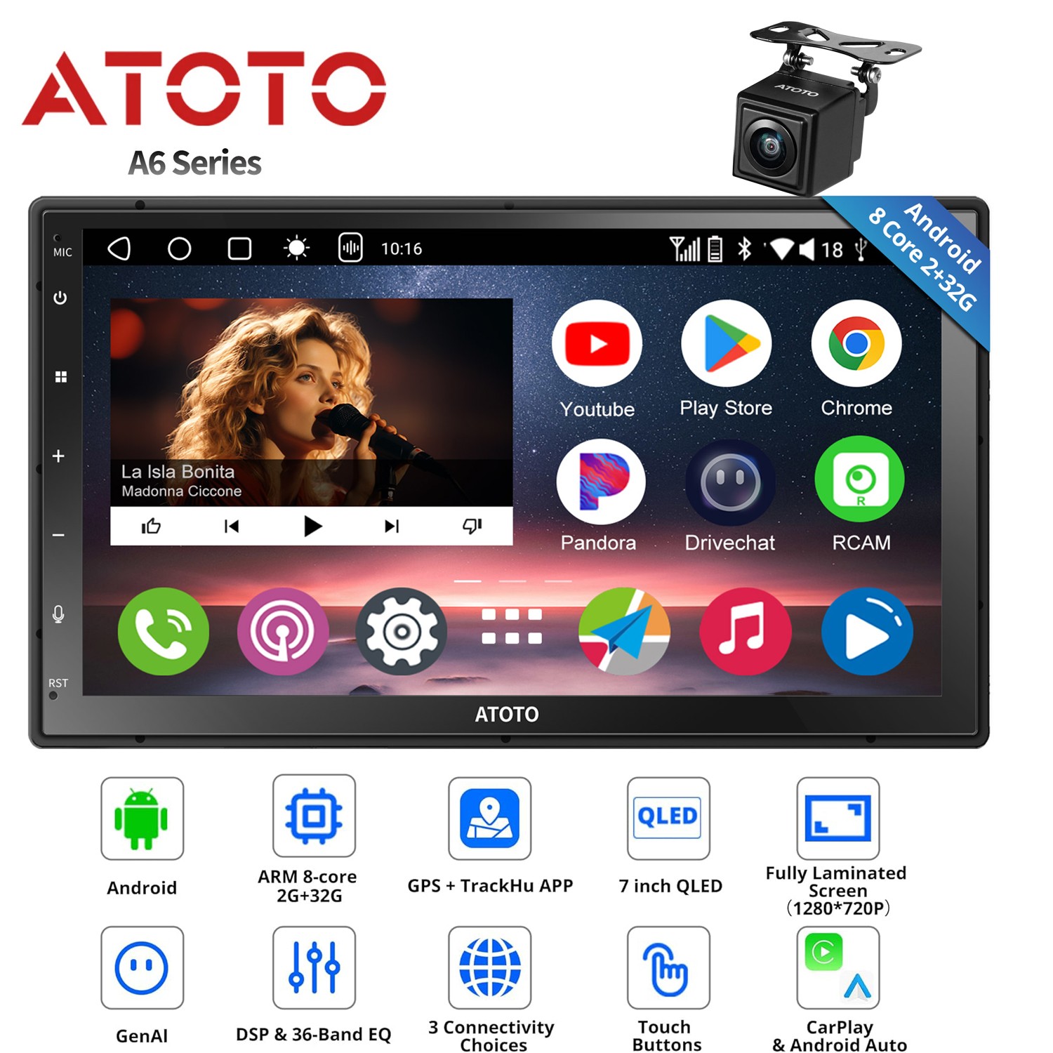 ATOTO 7IN Android Car Stereo CarPlay QLED Fully Lamination Screen Gen AI 36B-EQ