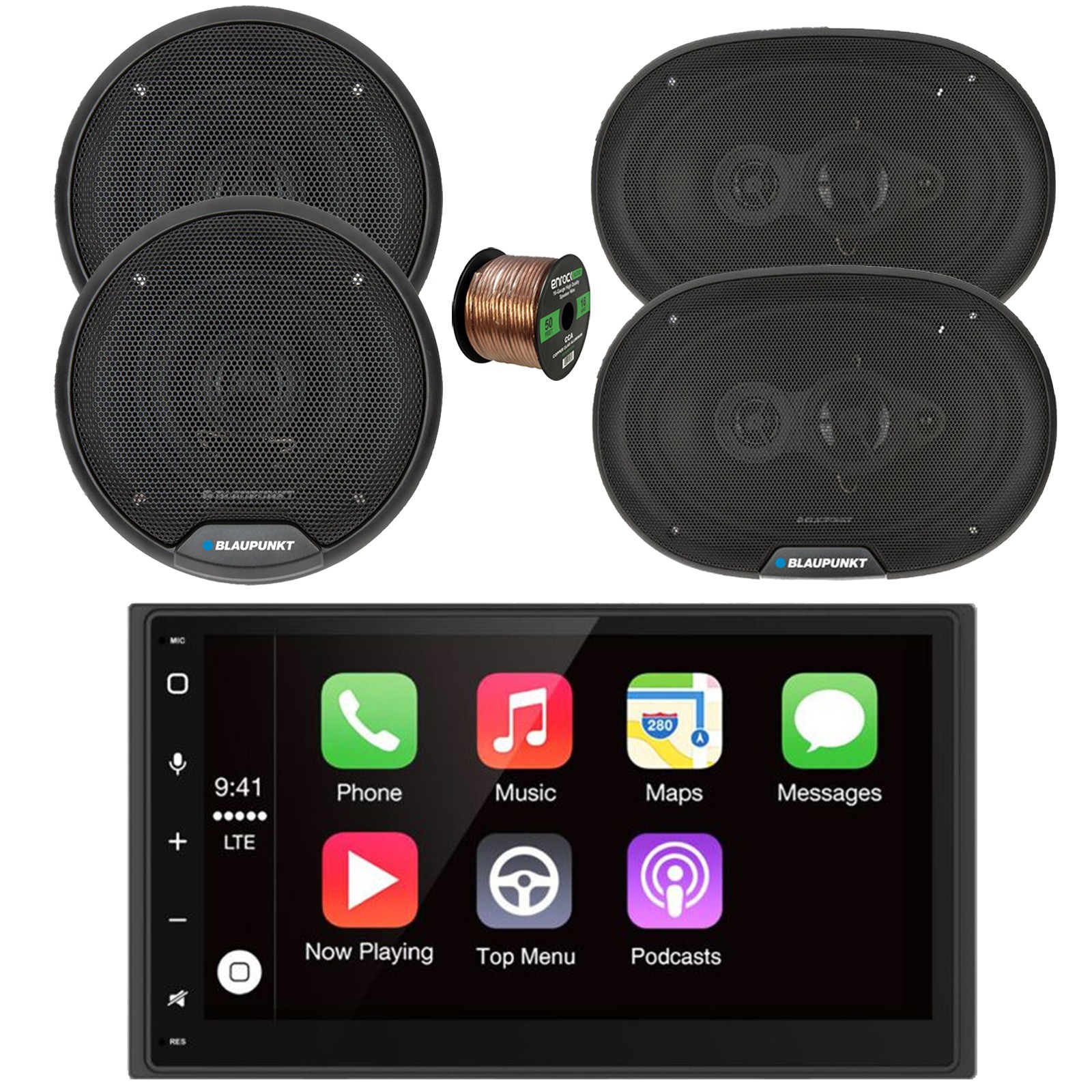 Blaupunkt 6.75″ Touchscreen BT Stereo Receiver, 2x 6″ + 2x 6×9″ Speakers w/Wire