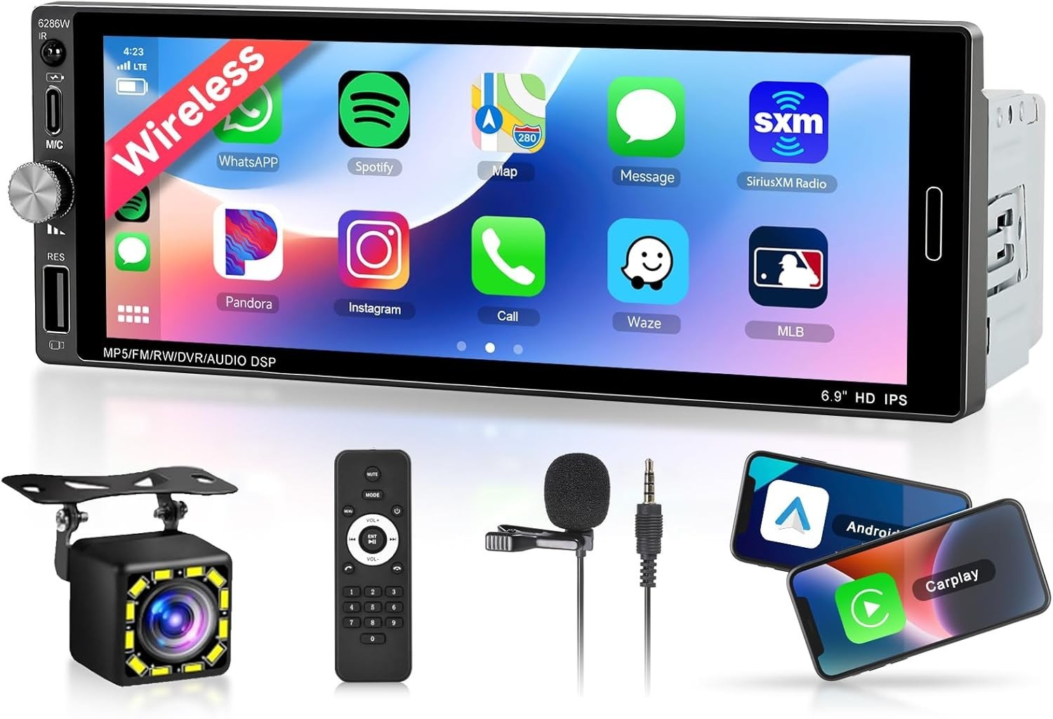 6.9-Inch Bluetooth 5.2 Car Radio with Backup Camera & Mirror Link – 2025 Upgrade