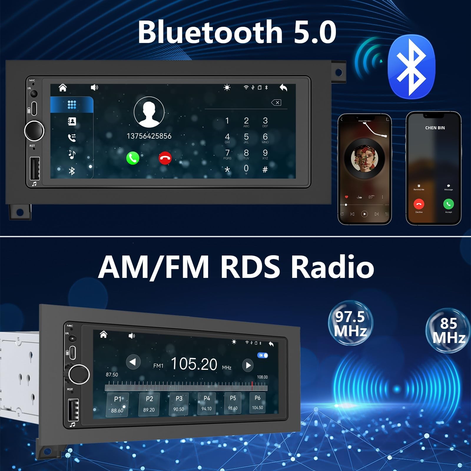 Car Radio Stereo for Dodge Ram Dakota Caravan – Wireless CarPlay & Android Auto