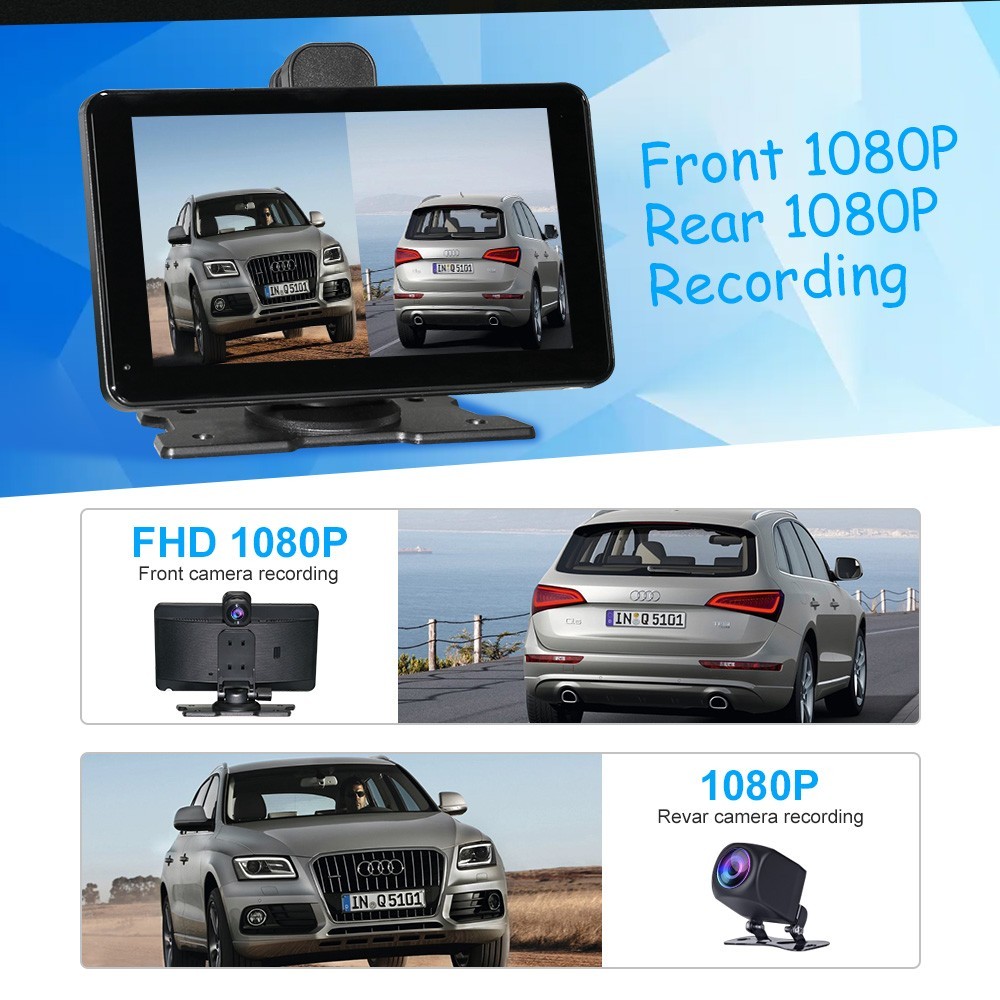 Clearance! 7″ Apple CarPlay DVR with 1080P Dual Dash Cam – iPhone Only