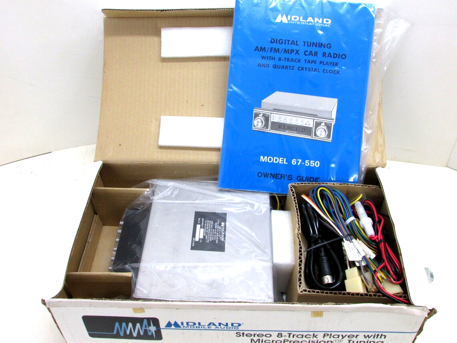 NOS! VINTAGE MIDLAND 8-TRACK CAR STEREO w/ MICRO-PRECISION AM/FM/MPX, 67-550