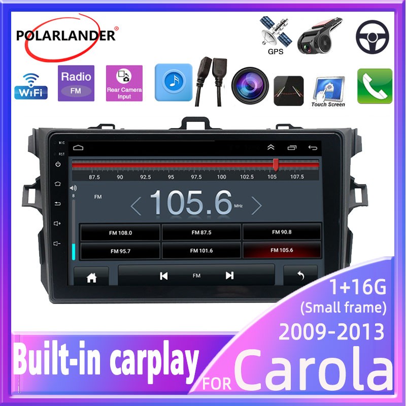 For Toyota Corolla 2009-2013 Bluetooth Car Stereo Carplay 2 din 9 inch