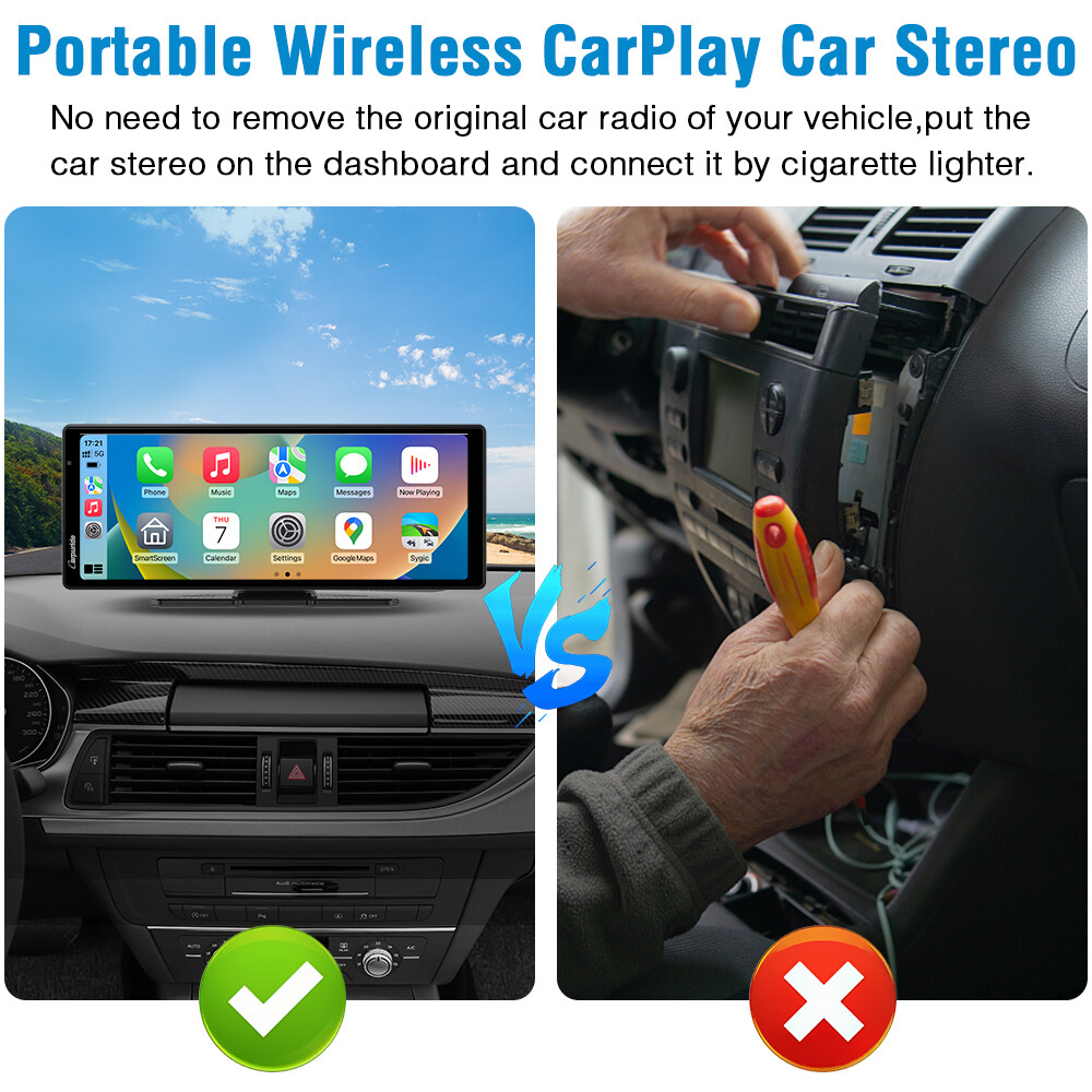 Carpuride 9.3 inch Apple CarPlay & Android Auto Bluetooth Car Radio Stereo