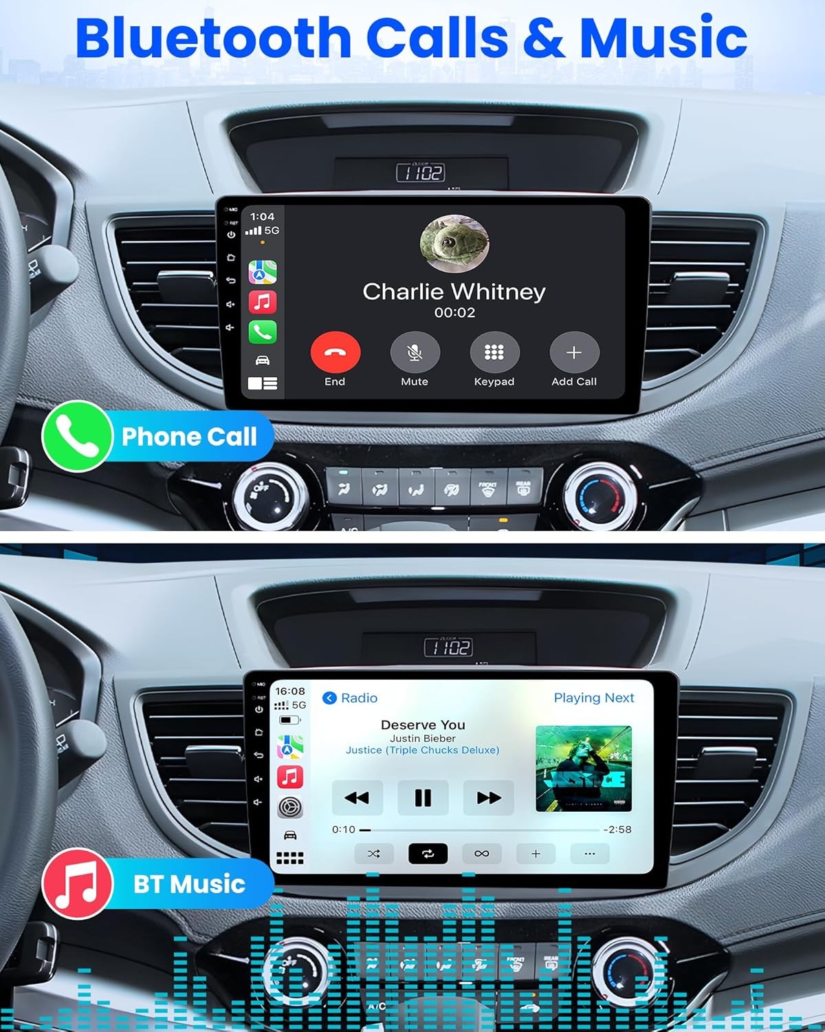 Car Stereo for Honda CR-V 2012–2016, Wireless CarPlay & Android Auto GPS, WiFi