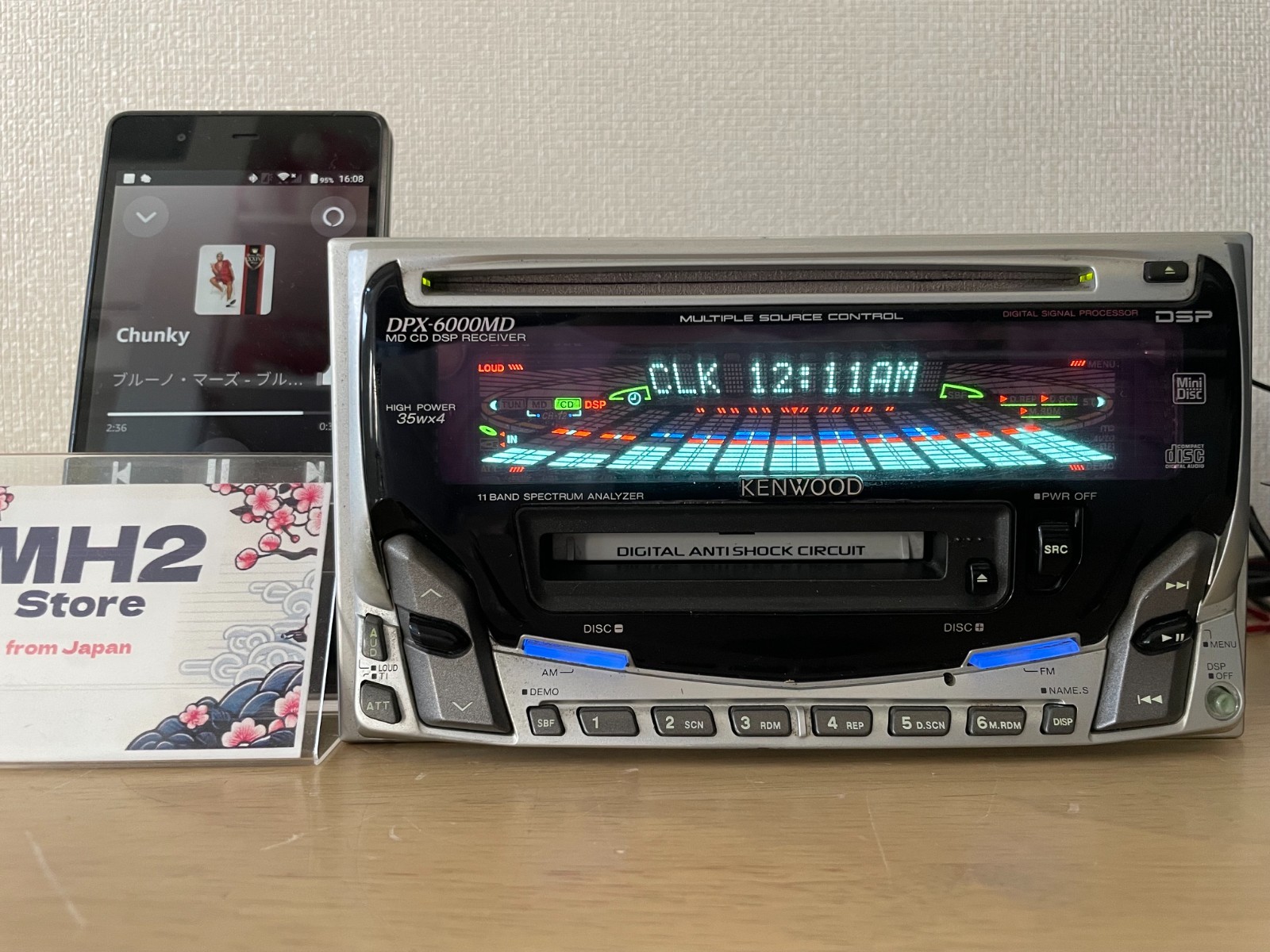 Kenwood DPX-6000MD 2DIN Car Audio CD MD Bluetooth Player Tested Working