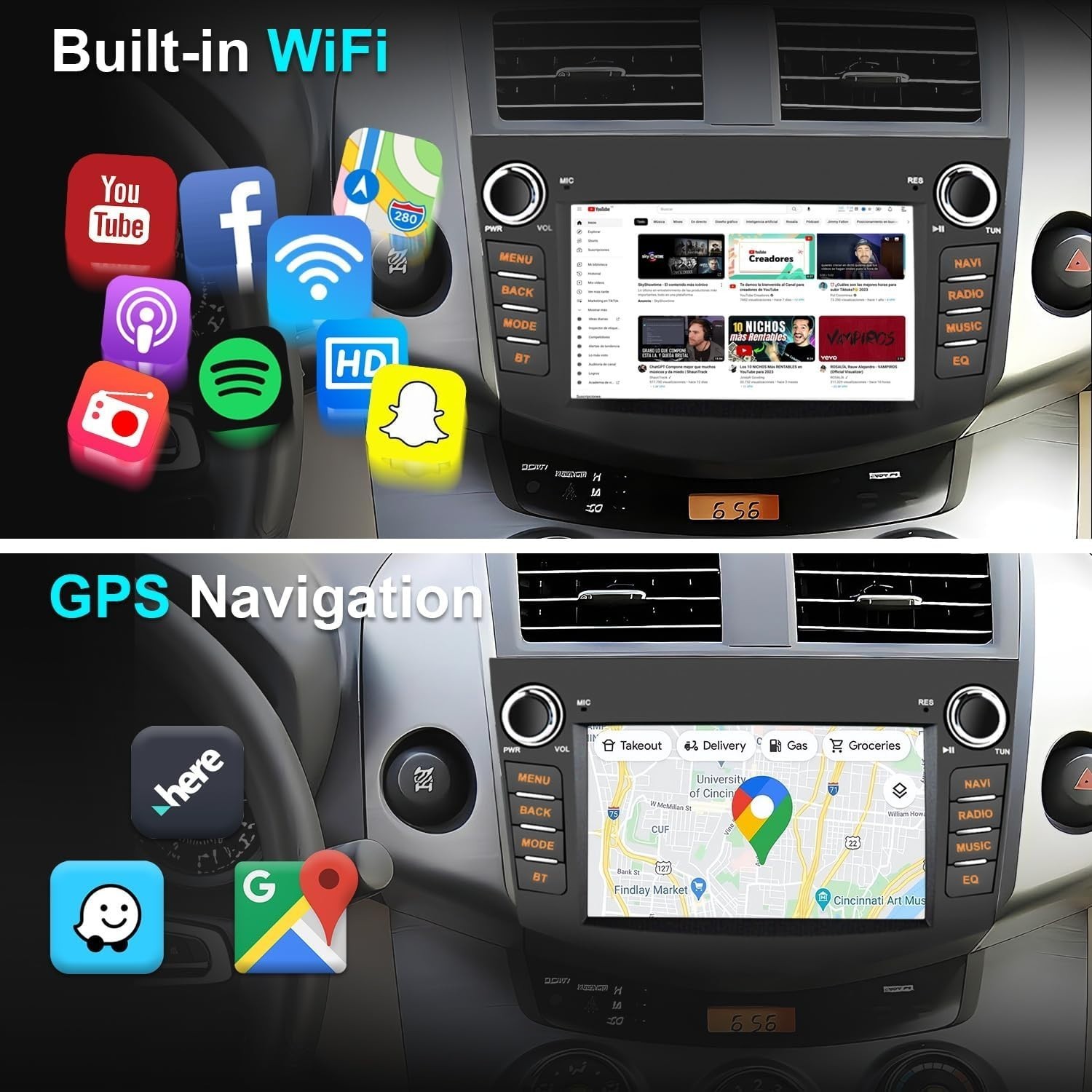 Car Stereo Radio Wifi Carplay For 2006 2007 2008 2009 2010 2011 2012 Toyota RAV4