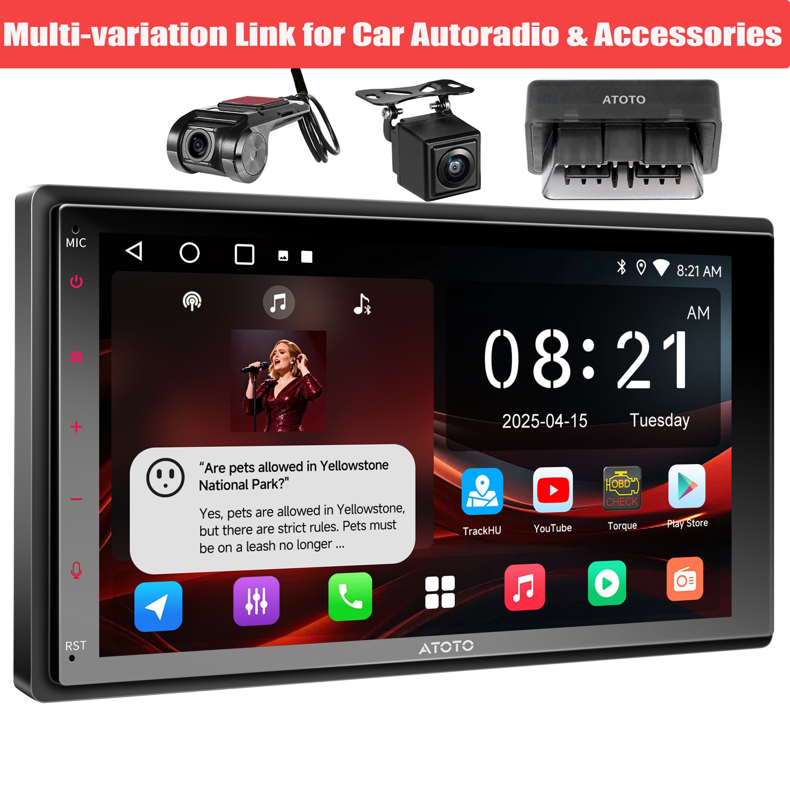 ATOTO F7 2Din Car Play Stereo Radio 7in Full TouchScreen Live RearView Cam input