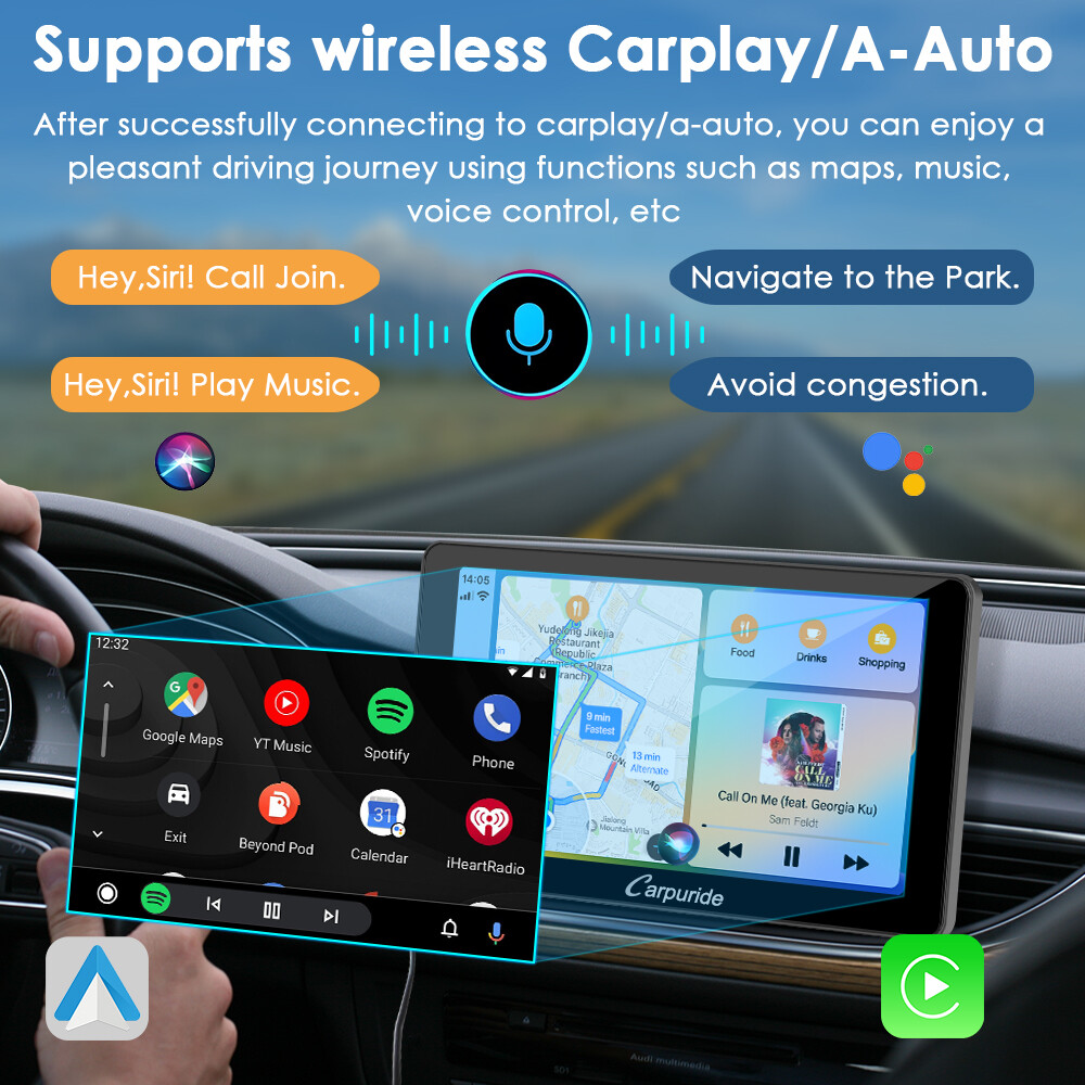 Carpuride 701Plus Dual Bluetooth Wireless Apple CarPlay GPS Android Auto Radio