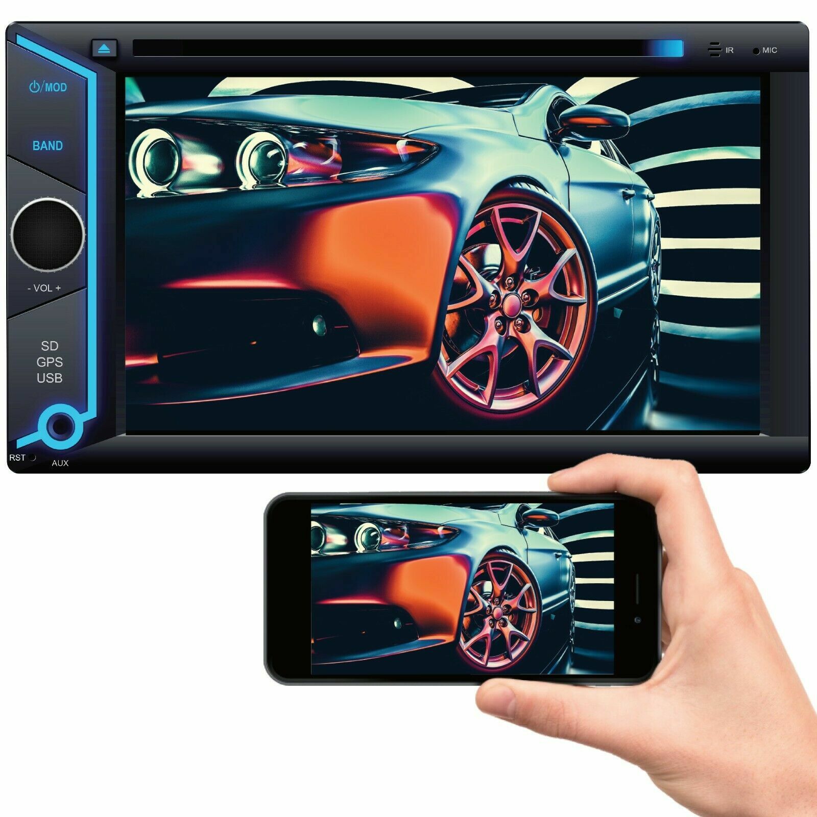 200W 6.2″ MirrorLink For Android & IOS Car Receiver+ 4x Blaupunk 6×9″ Speakers