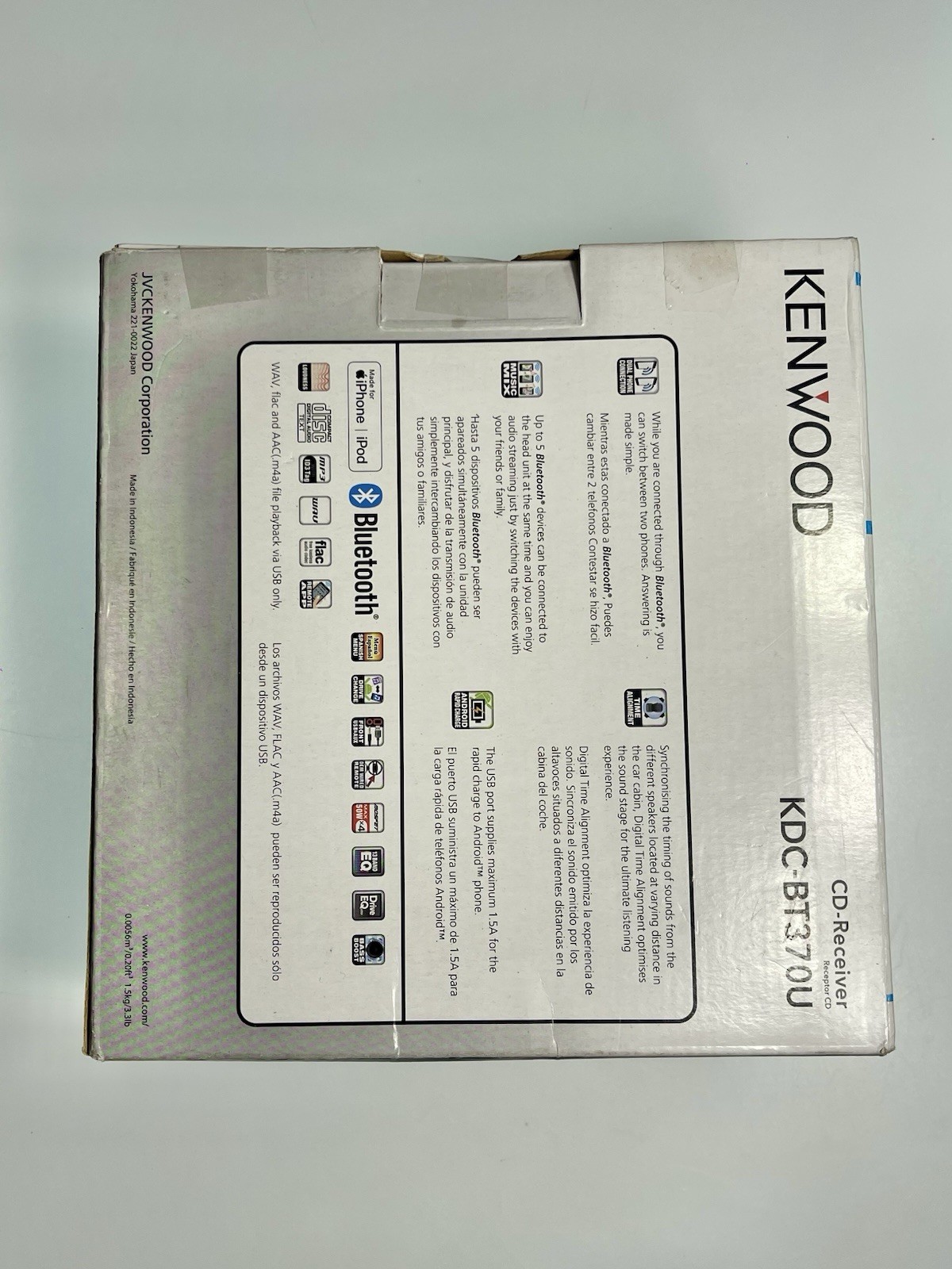 Kenwood KDC-BT370U Bluetooth Car CD Player Android iPhone AM FM MP3 USB Aux