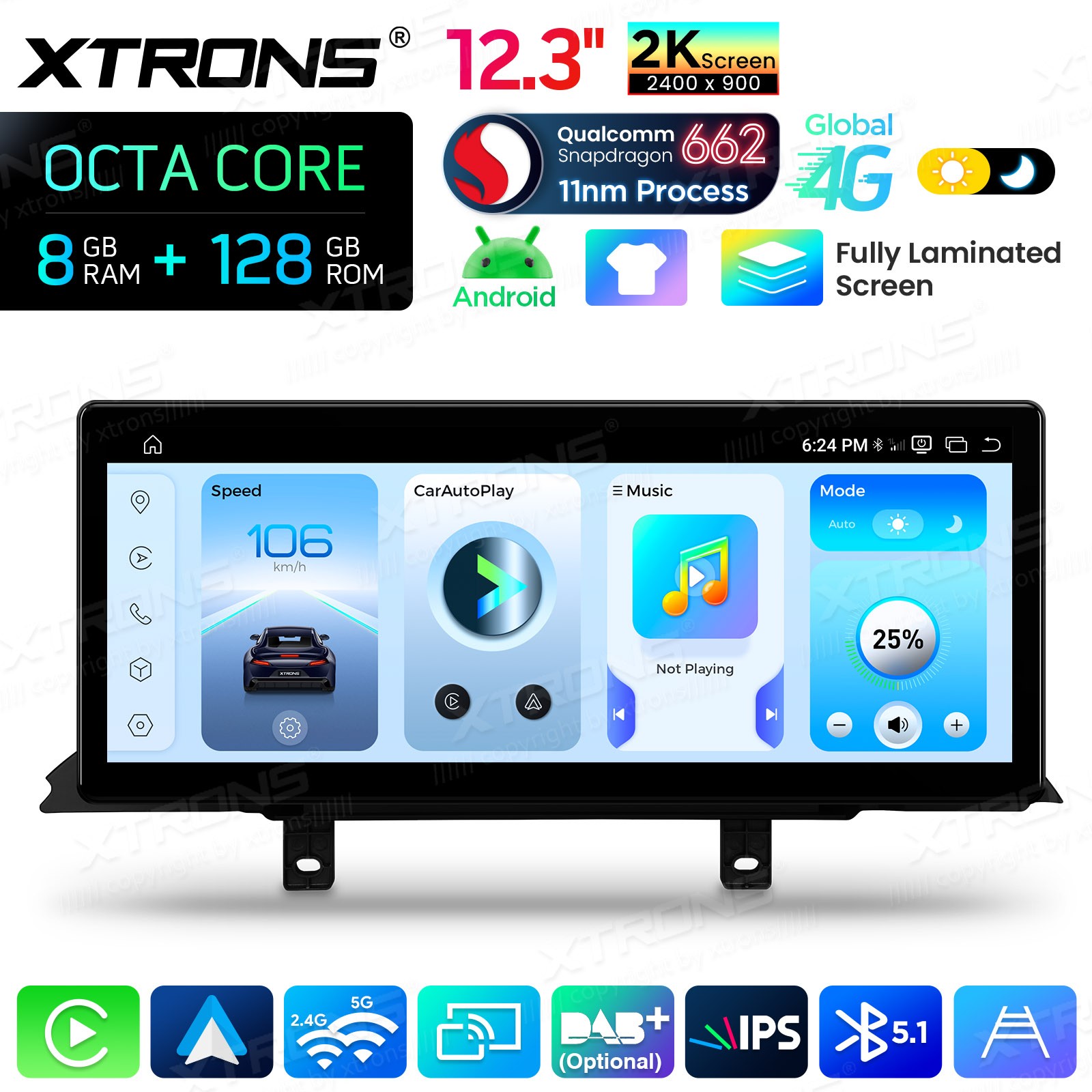 For BMW F30 F31 F32 F33 F36 Android Navigation 12.3″ Screen 2K IPS 8G 128GB WiFi