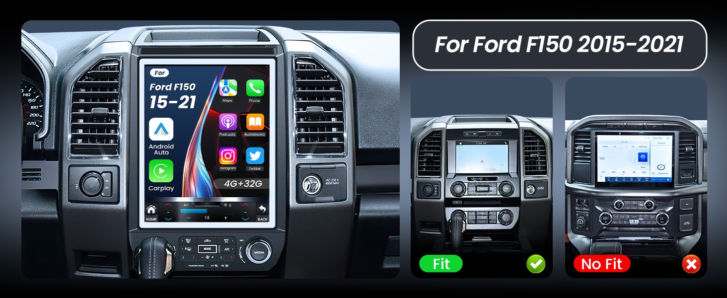 for Ford F150 Radio Upgrade 15 16 17 20,12.1inch QLED Touch Screen Stere