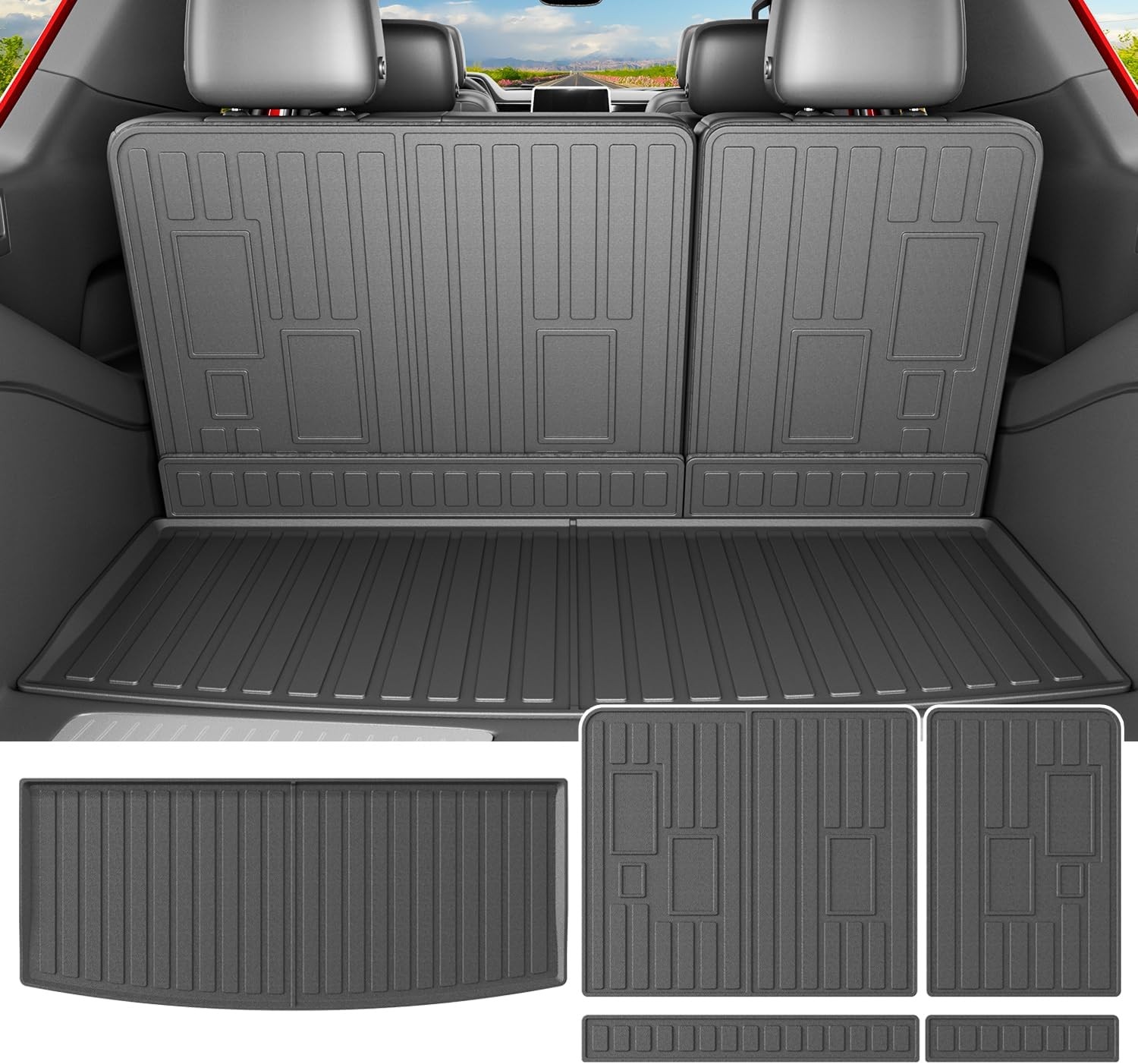 Cargo Mat Compatible with 2022-2026 Chevy Tahoe GMC Trunk Mat+Backrest Mat