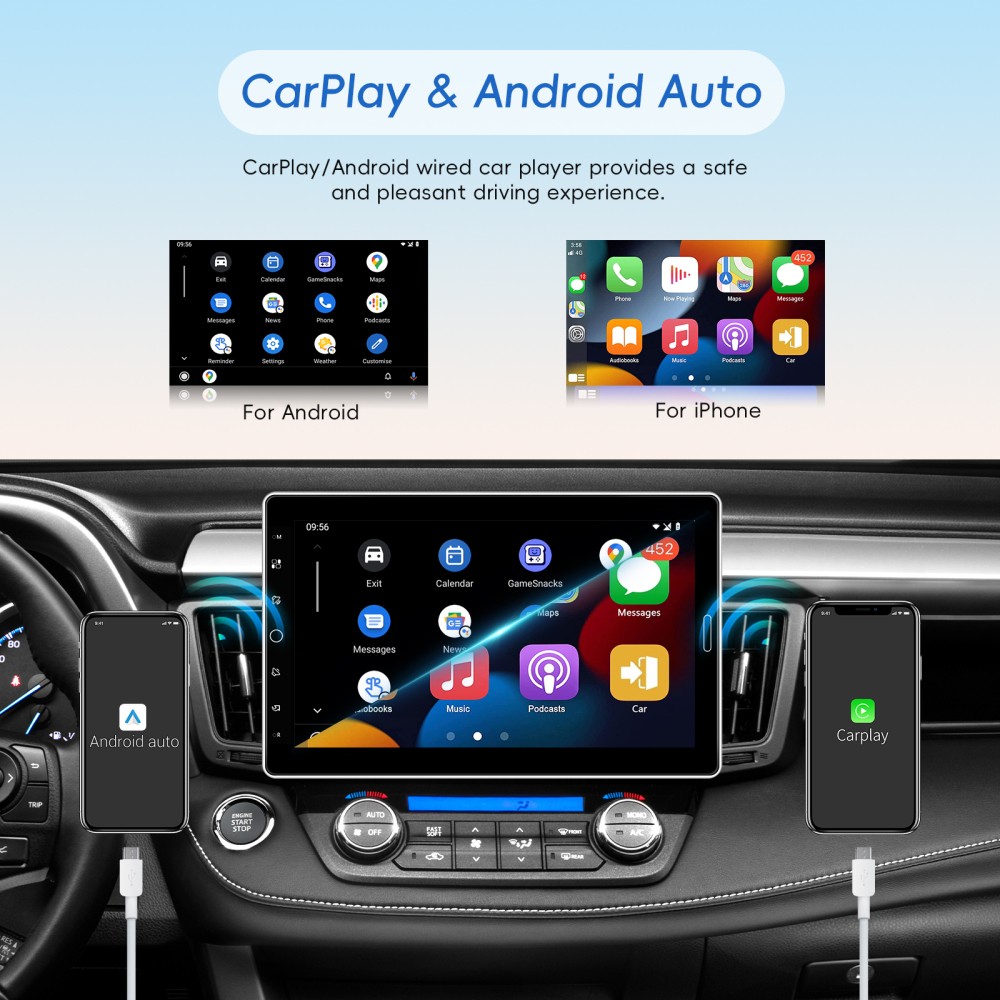 10.1″ Car Stereo Radio Single 1Din Rotatable Touch Screen Bluetooth MP5 Carplay
