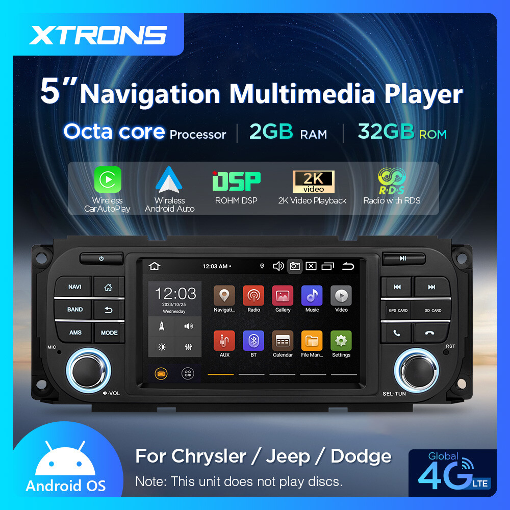 Android 13 8Core 5″ Car GPS Radio Stereo 4G LTE For Jeep Wrangler Dodge Chrysler