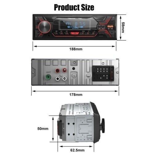 Single 1DIN Car Radio Stereo Bluetooth FM/USB/AUX/TF Audio+Remote Control MP3 US