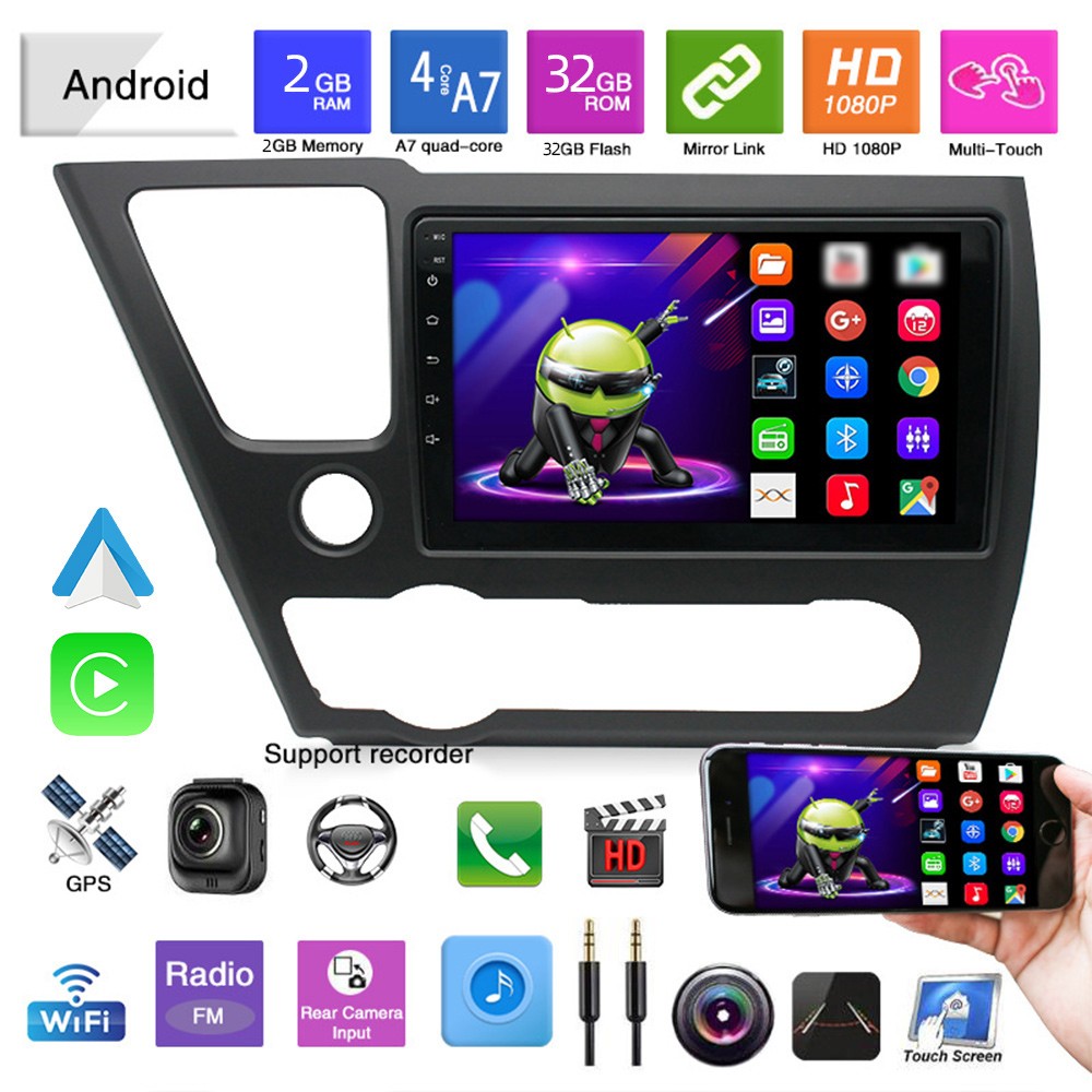 9″ CarPlay Android Auto 2+32G Car Radio Stereo for Honda Civic 2013-2017