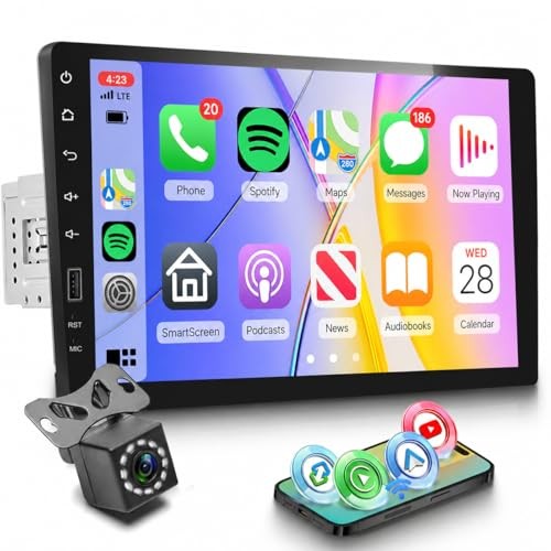 Single Din Car Stereo Support Wireless Carplay Android Auto You-Tube, 9 9 Inch