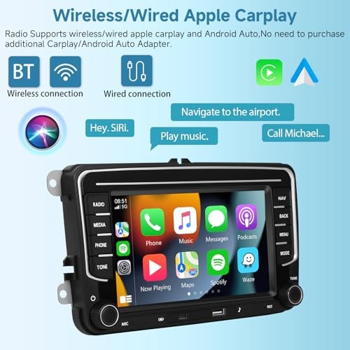 [Type-C+USB] Car Radio for VW Jetta Seat Passat Tiguan Golf Skoda with 4G+64G