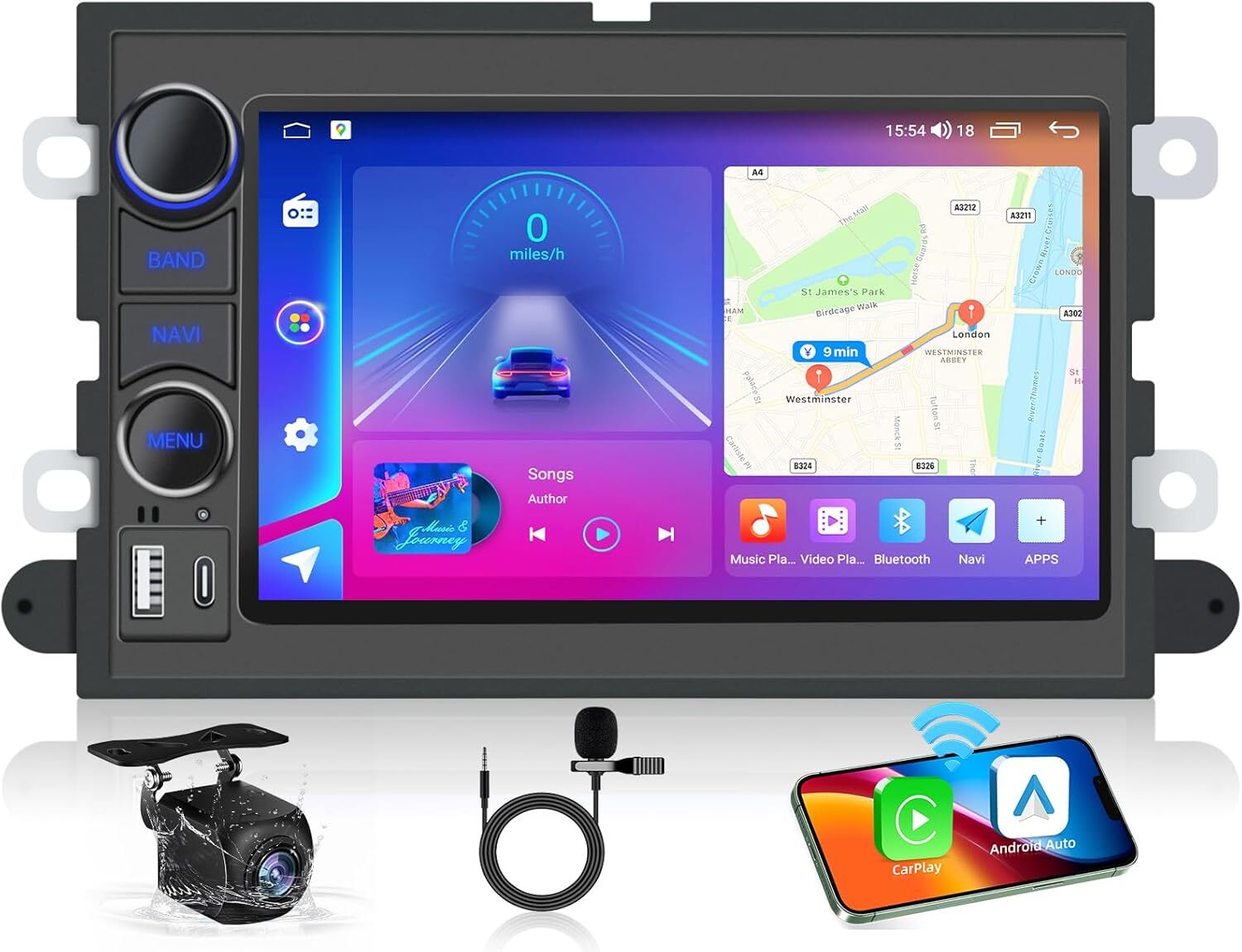 Android Player Navi GPS Mirror Link For 2005-2009 Ford Mustang Carplay Car Radio