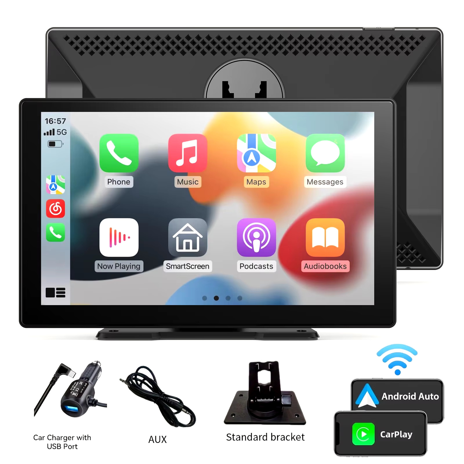 Wireless CarPlay Screen Portable Car Stereo Touchscreen Android Auto Universal