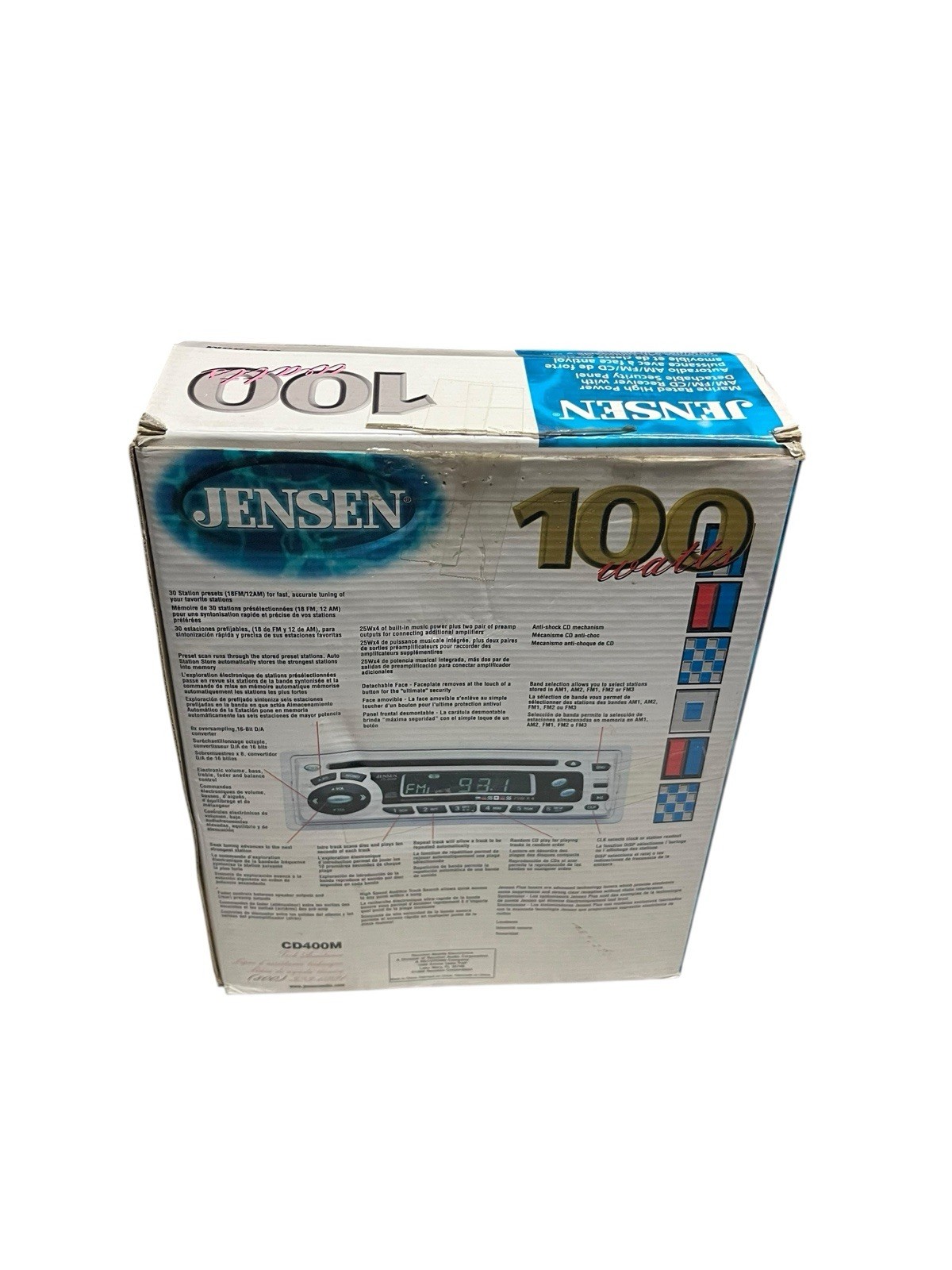 Vintage 2000 Jensen Car CD Player Radio Head Unit Receiver 100w CD400M New Open